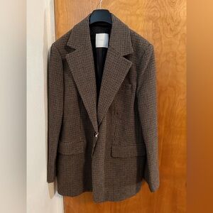 Mango Men's Checkered Blazer in Brown